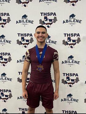 Moises Cardenas made school history by being the first Tarkington Longhorn to ever medal at a state powerlifting meet. Courtesy Photo Article Image Alt Text