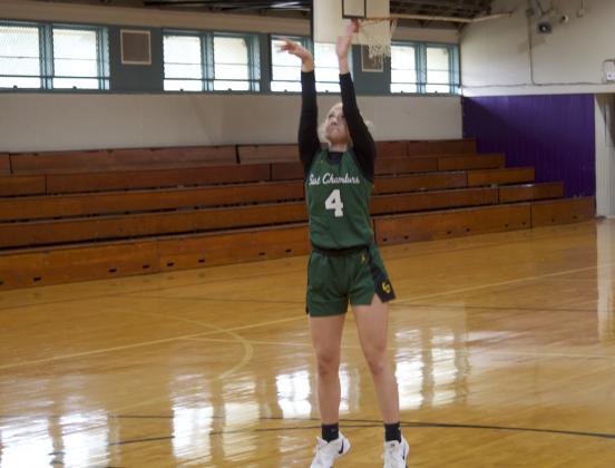 Hallie Selby of East Chambers at the free throw line against Woodville on Friday morning in Big Sandy. Article Image Alt Text