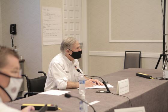 Photo courtesy of the Governor's Office — Gov. Greg Abbott held a press conference Sunday. Article Image Alt Text