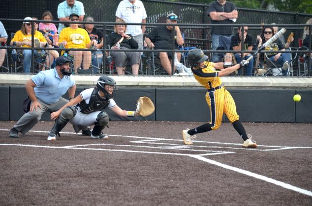 Liberty's Hollie Thomas fouls off this pitch against Vidor Thursday evening in Anahuac. The Vindicator | Jerry Michalsky Article Image Alt Text