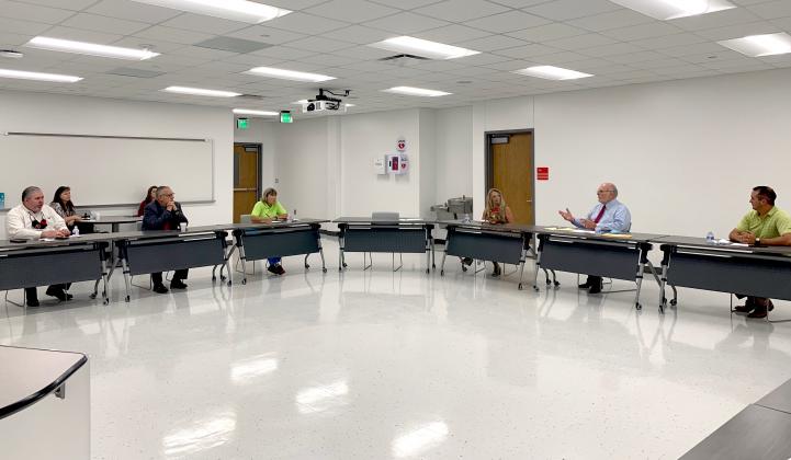 Press release photo — Attending were Cleveland ISD Superintendent Chris Trotter, Tarkington ISD Superintendent Dr. Marc Keith, Devers ISD Superintendent Elizabeth Harris, Dayton ISD Superintendent Dr. Jessica Johnson, Senator Robert Nichols and Representative Ernest Bailes. Article Image Alt Text